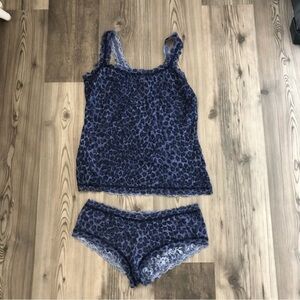 Hanky Panky Blue and‎ Black Tank and Underwear Sleepwear Set